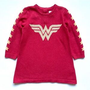 Baby Gap Wonder Woman Red Gold Sweater Dress Size 3-6 Month